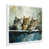 Three Cute Kitten In A Bathtub - Cat Bathroom Large Canvas Wall Art