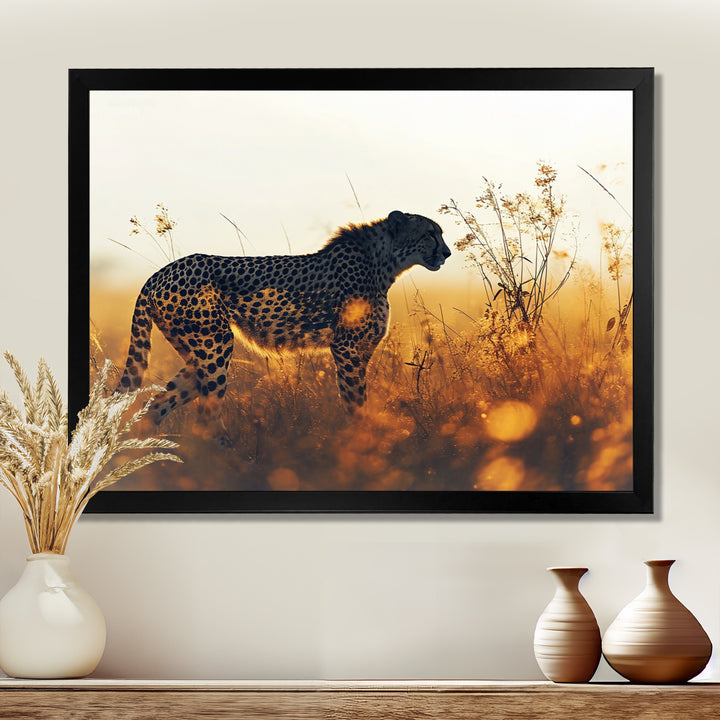 Majestic Cheetah On The Sunset Prairie - Cheetah Home Decor Art