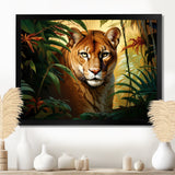 Cougar In The Jungle - Leopard Living Room Wall Art