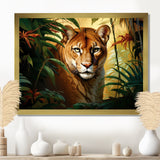 Cougar In The Jungle - Leopard Living Room Wall Art