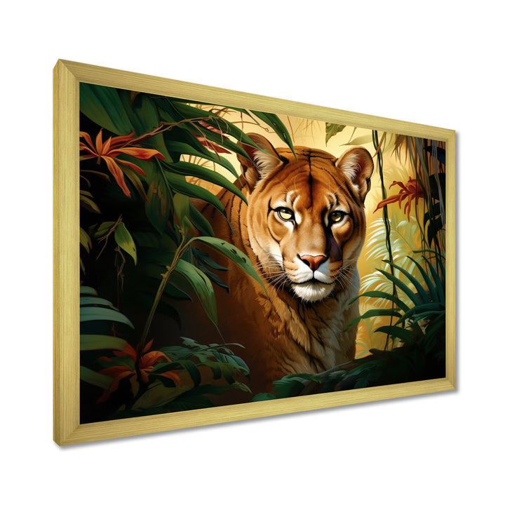 Cougar In The Jungle - Leopard Living Room Wall Art