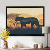 Cougar Silhouette In The Savanne - Cheetah Canvas Wall Art