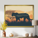 Cougar Silhouette In The Savanne - Cheetah Canvas Wall Art