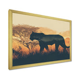 Cougar Silhouette In The Savanne - Cheetah Canvas Wall Art