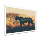 Cougar Silhouette In The Savanne - Cheetah Canvas Wall Art