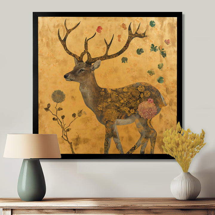 Majestic Dear Vintage Asian Gold - Deer Wall Art Prints