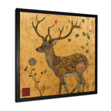 Majestic Dear Vintage Asian Gold - Deer Wall Art Prints