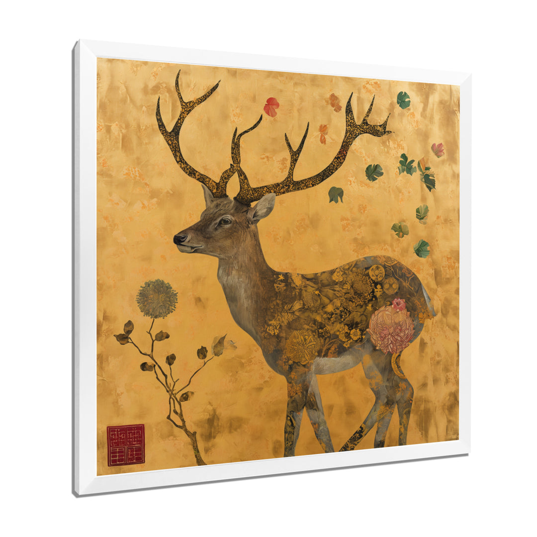 Majestic Dear Vintage Asian Gold - Deer Wall Art Prints