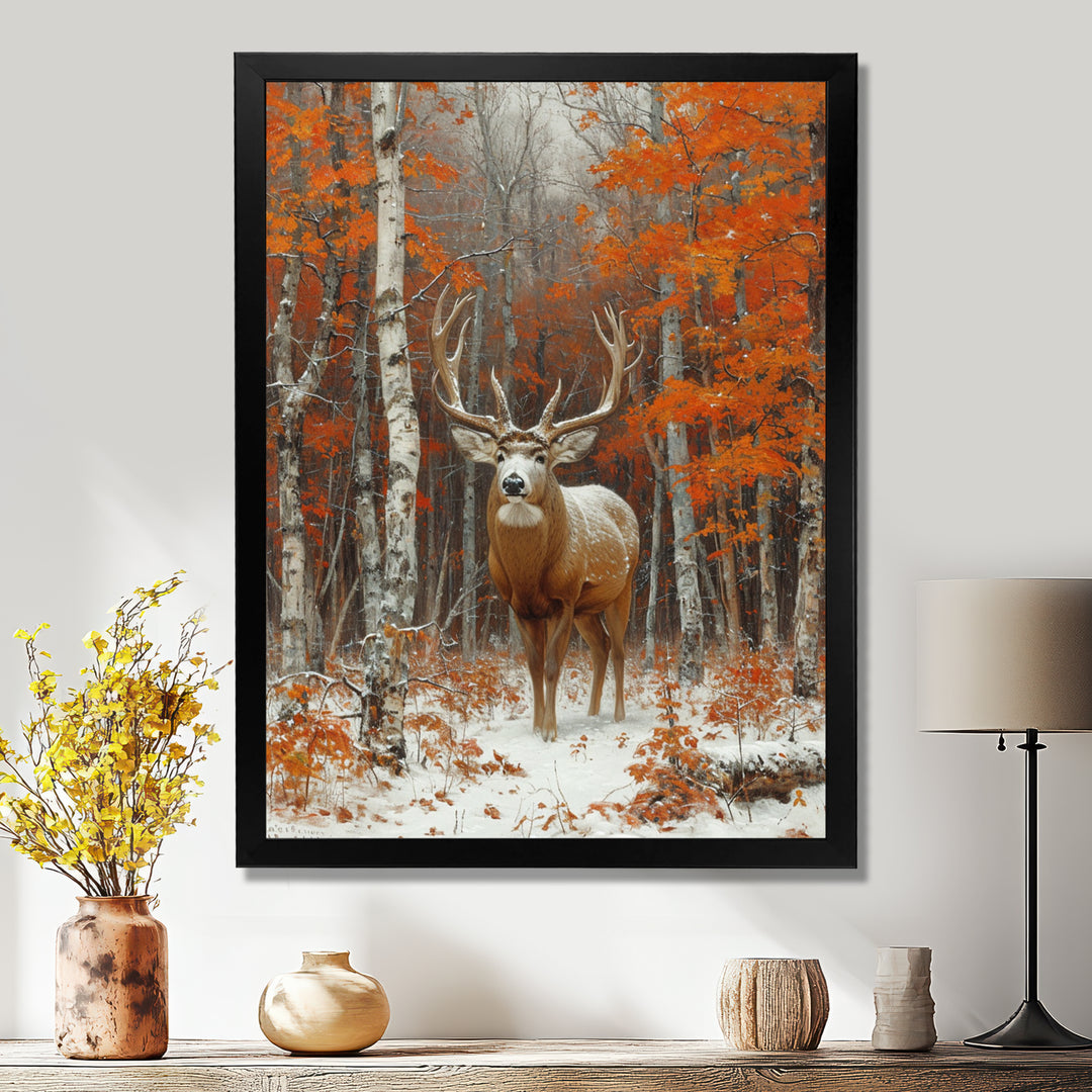 Deer With Antlers In Autumn Forest - Brown Deer Wall Art