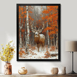Deer With Antlers In Autumn Forest - Brown Deer Wall Art