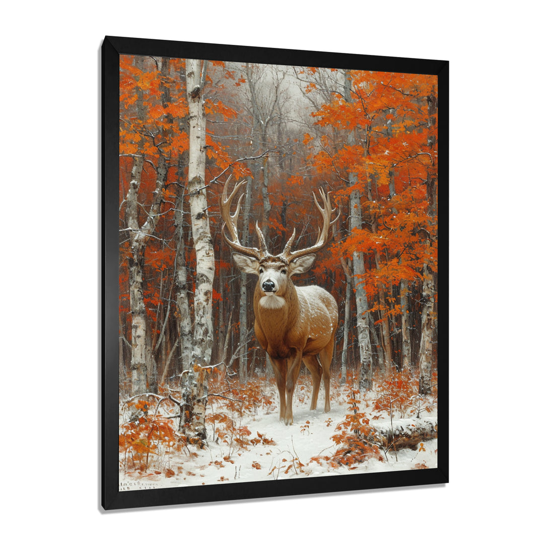 Deer With Antlers In Autumn Forest - Brown Deer Wall Art