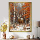 Deer With Antlers In Autumn Forest - Brown Deer Wall Art