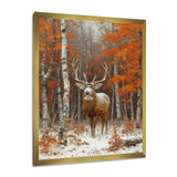 Deer With Antlers In Autumn Forest - Brown Deer Wall Art