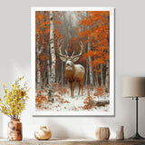Deer With Antlers In Autumn Forest - Brown Deer Wall Art