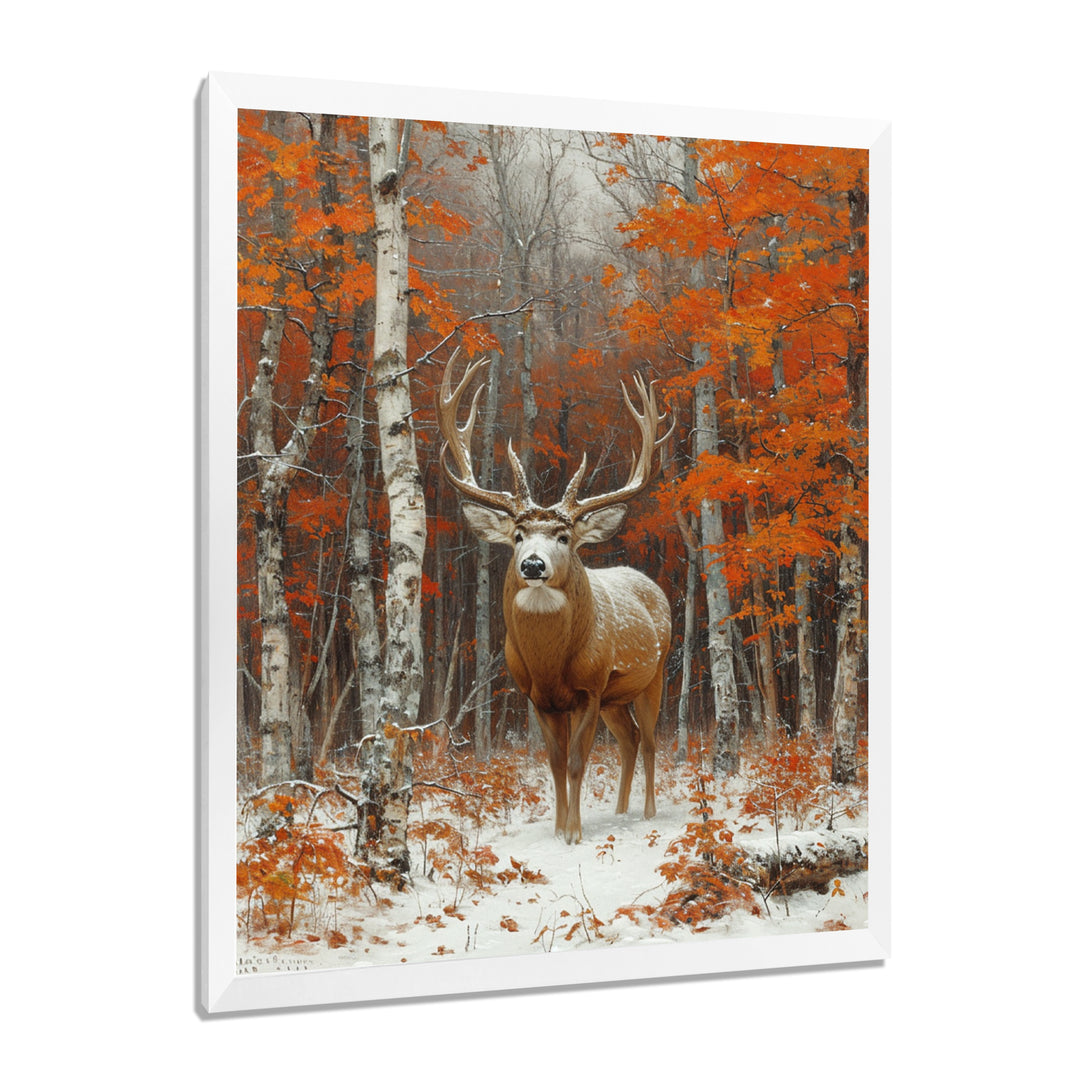 Deer With Antlers In Autumn Forest - Brown Deer Wall Art