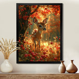 Adorable Baby Deer In Blossoming Forest - Brown Deer Wall Art