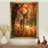 Adorable Baby Deer In Blossoming Forest - Brown Deer Wall Art