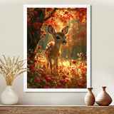 Adorable Baby Deer In Blossoming Forest - Brown Deer Wall Art