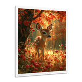 Adorable Baby Deer In Blossoming Forest - Brown Deer Wall Art