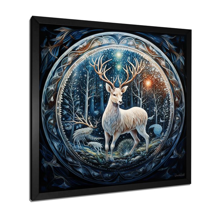 Celestial Deer With Antlers In Enchanted Forest - Deer Home Decor Art