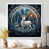 Celestial Deer With Antlers In Enchanted Forest - Deer Home Decor Art