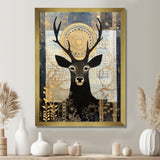 Deer Collage Botanical Gold - Deer Landscape Living Room Wall Art
