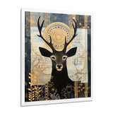 Deer Collage Botanical Gold - Deer Landscape Living Room Wall Art