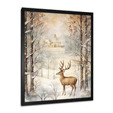 Christmas Deer In Winter Town Forest - Deer Landscape Bedroom Wall Art