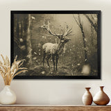 Wild Deer In Winter Forest - Deer Landscape Canvas Wall Art