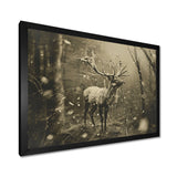 Wild Deer In Winter Forest - Deer Landscape Canvas Wall Art