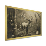 Wild Deer In Winter Forest - Deer Landscape Canvas Wall Art