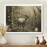 Wild Deer In Winter Forest - Deer Landscape Canvas Wall Art