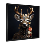 Glamorous Boho Deer With Flowers - Deer Wall Decor