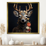 Glamorous Boho Deer With Flowers - Deer Wall Decor