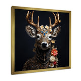 Glamorous Boho Deer With Flowers - Deer Wall Decor