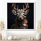 Glamorous Boho Deer With Flowers - Deer Wall Decor