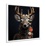 Glamorous Boho Deer With Flowers - Deer Wall Decor