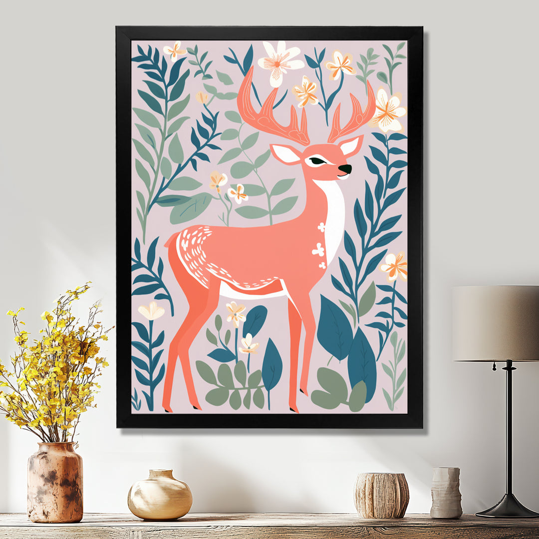 Graphic Deer In Forest - Deer Wall Art Prints