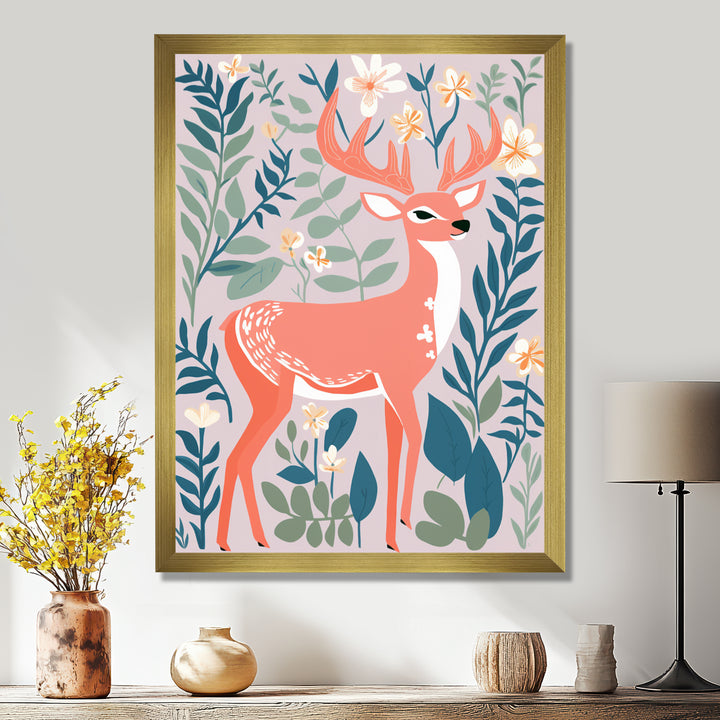 Graphic Deer In Forest - Deer Wall Art Prints