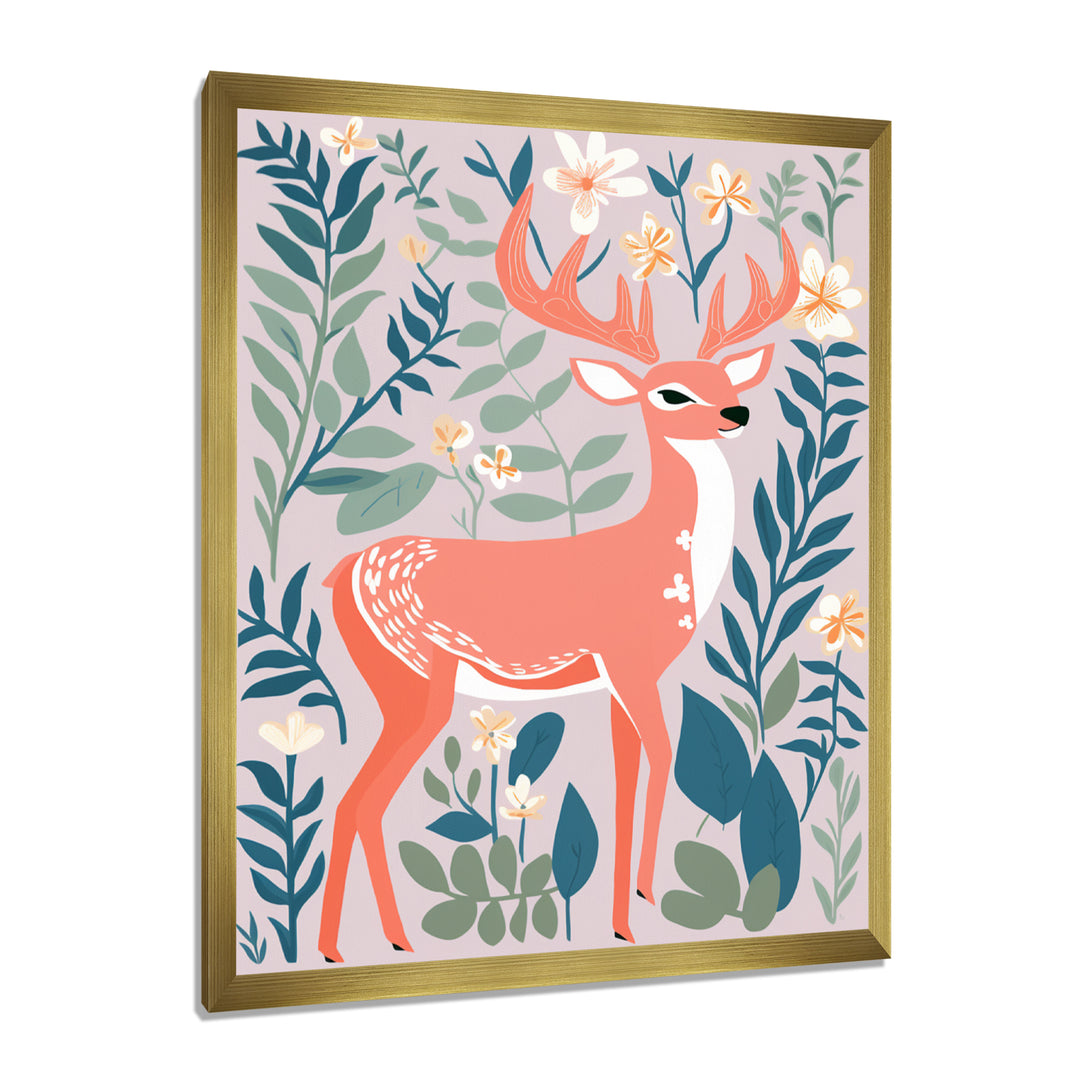 Graphic Deer In Forest - Deer Wall Art Prints