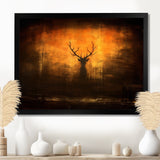 Deer Silhouette Emerging From Misty Forest - Deer Landscape Wall Art Prints