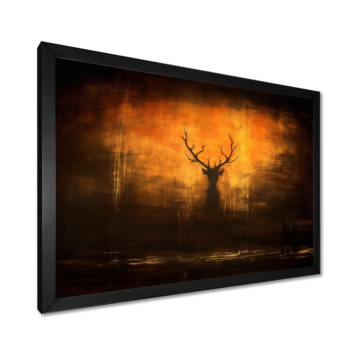 Deer Silhouette Emerging From Misty Forest - Deer Landscape Wall Art Prints
