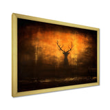Deer Silhouette Emerging From Misty Forest - Deer Landscape Wall Art Prints