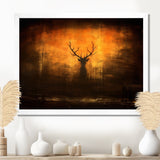 Deer Silhouette Emerging From Misty Forest - Deer Landscape Wall Art Prints