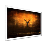 Deer Silhouette Emerging From Misty Forest - Deer Landscape Wall Art Prints