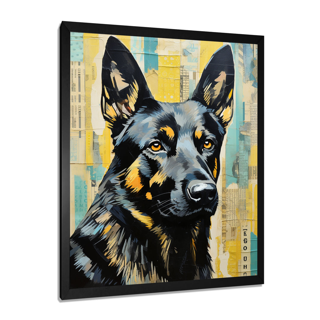 Collage Portrait Of German Shepherd - Dog German Sheperd Large Canvas Wall Art