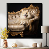 Adorable Pomeranian On Glam Couch - Dog Home Decor Art