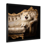 Adorable Pomeranian On Glam Couch - Dog Home Decor Art