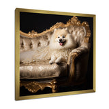 Adorable Pomeranian On Glam Couch - Dog Home Decor Art