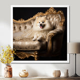 Adorable Pomeranian On Glam Couch - Dog Home Decor Art